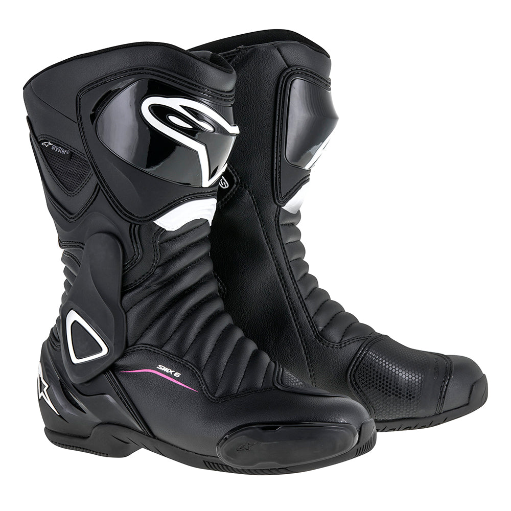 Alpinestars Stella SMX 6 v2 Motorcycle Boots Drystar Black White & Fuchsia