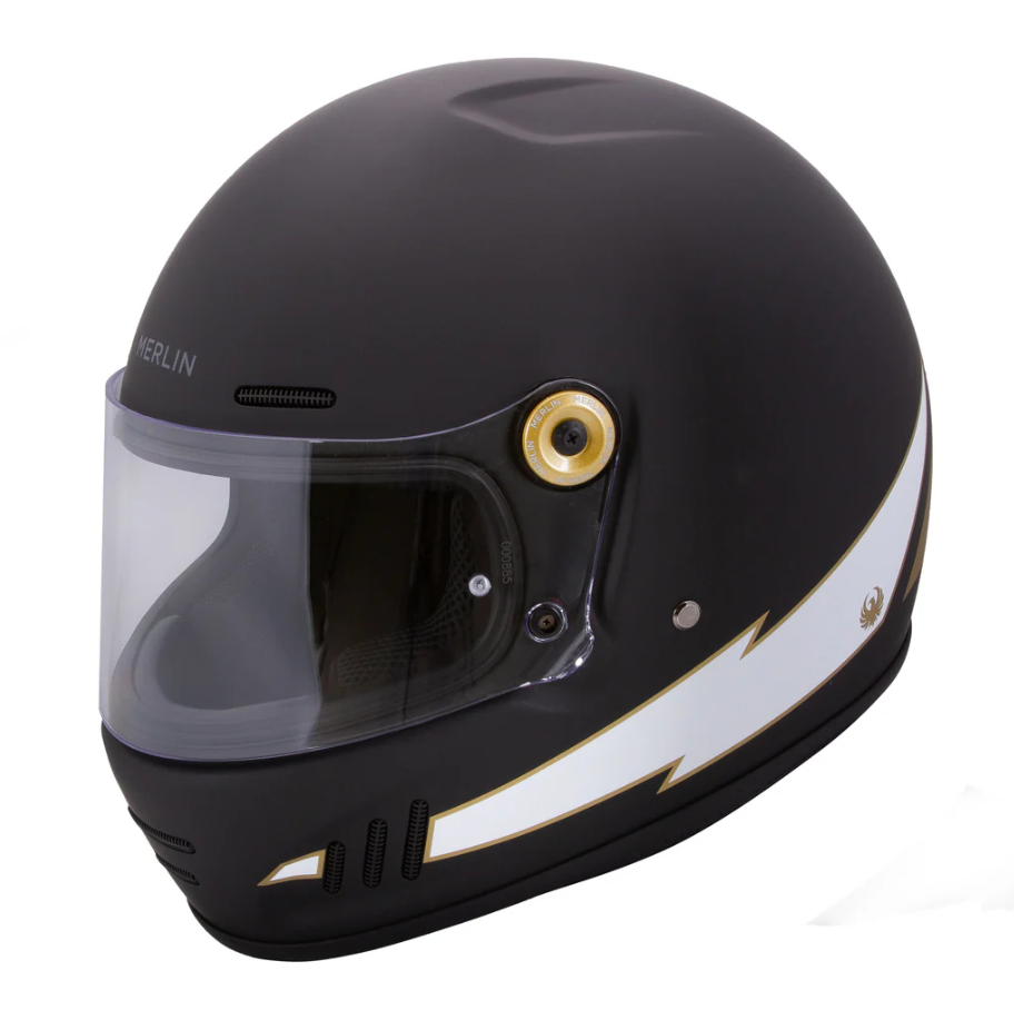 Merlin Revival Vintage Flash Matt Black Motorcycle Helmet
