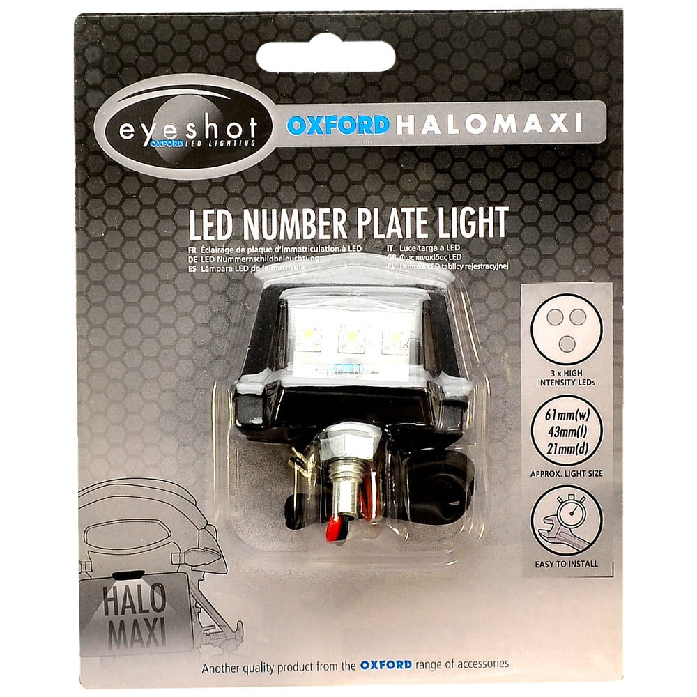 Oxford Halo Maxi LED Number Plate Light Black