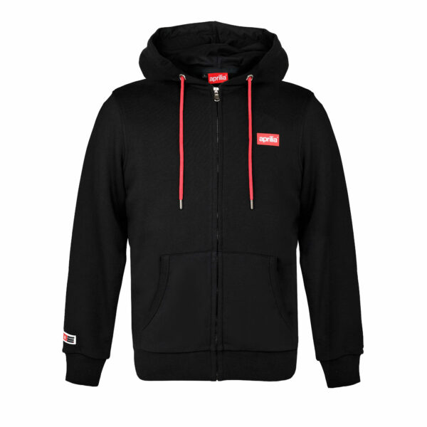 APRILIA WIDE PRINT FLEECE HOODIE – BLACK