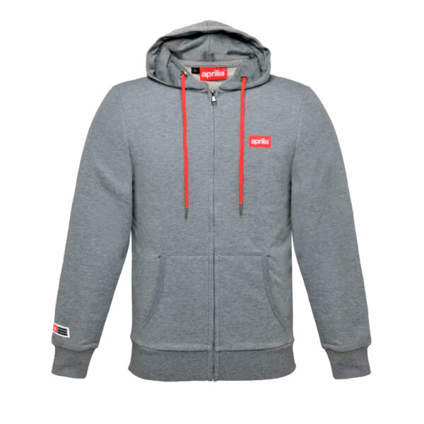 APRILIA WIDE PRINT FLEECE HOODIE – GREY