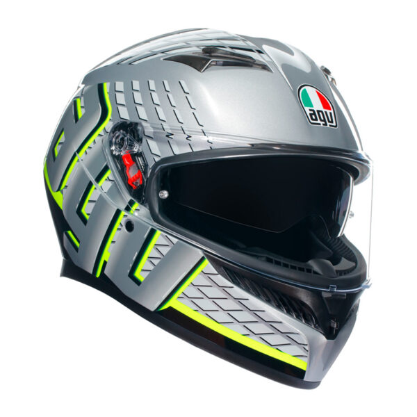 AGV K3 SILVER AND FLURO HELMET